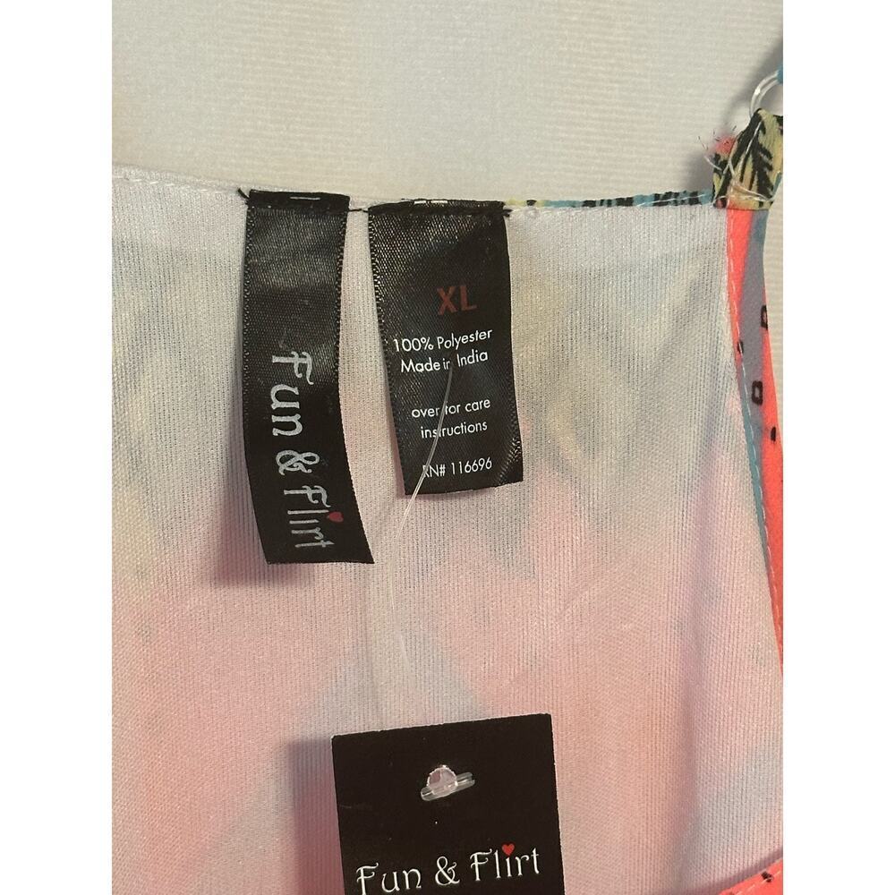 Fun & Flirt Vibrant Racerback Maxi Dress Size X-Large Blue/White/Yellow/Hot Pink - Picture 4 of 4